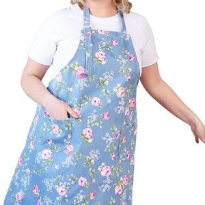 Floral Blue Apron- plus size